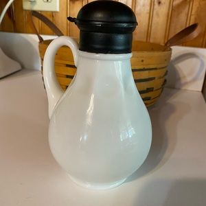 Antique milk glass syrup pitcher